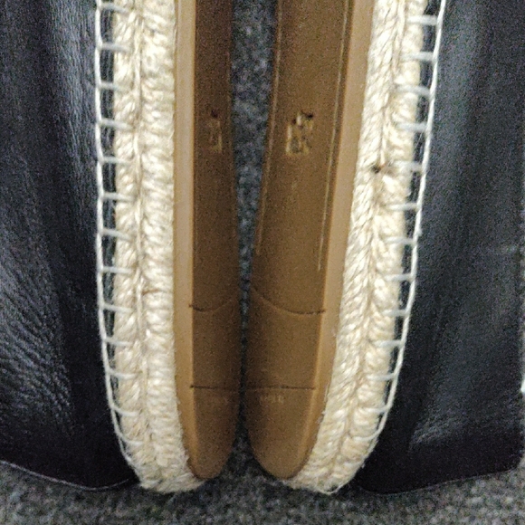 Coach "Carley" Signature Black Leather Espadrille Flats #C6763 - Picture 7 of 12
